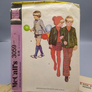 Vintage Sewing PATTERN McCalls 3059, Step by Step Boys and Girls 1971 Separates